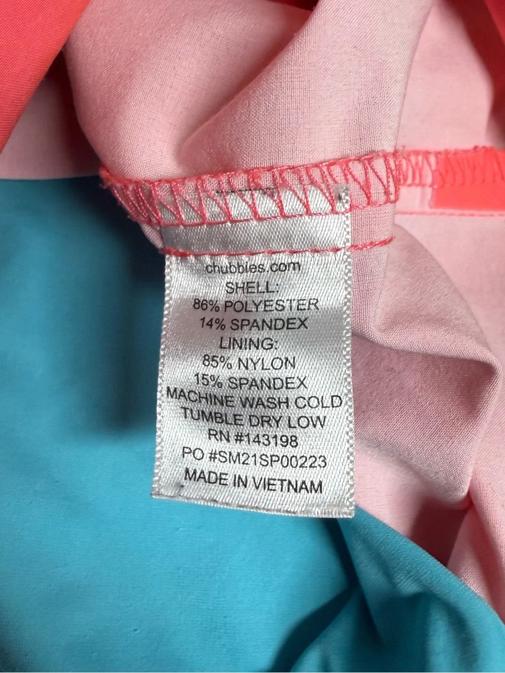 Chubbies Pink & Aqua Colorblock Swim Shorts medium M for men with back pocket - Picture 9 of 9